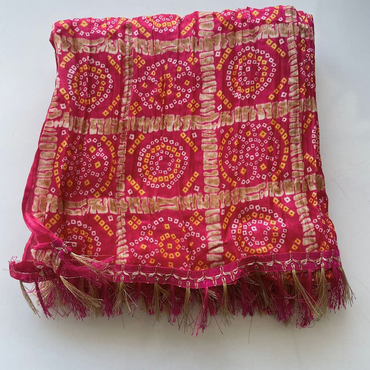 anokherang Dupattas Traditional Pink Bandhej Mens Stole