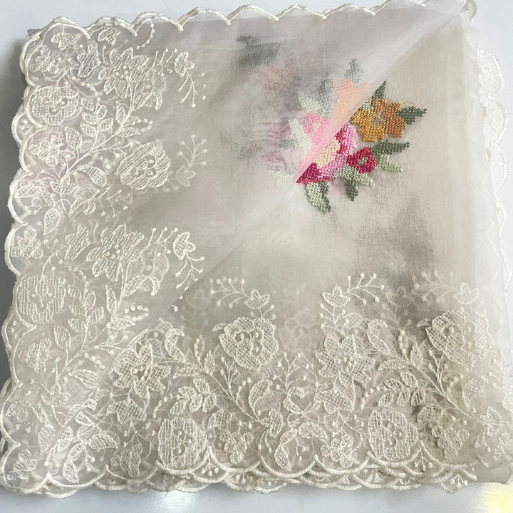 anokherang Dupattas Twilight Off White Multicolor Thread Organza Dupatta