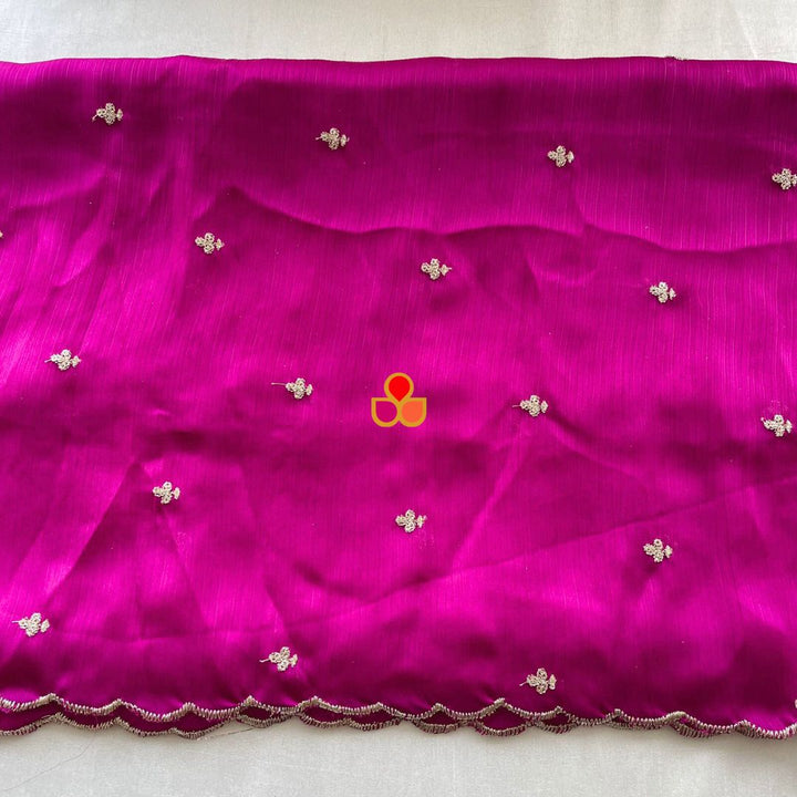 anokherang Dupattas Vibrant Magenta Textured Chinon Dupatta