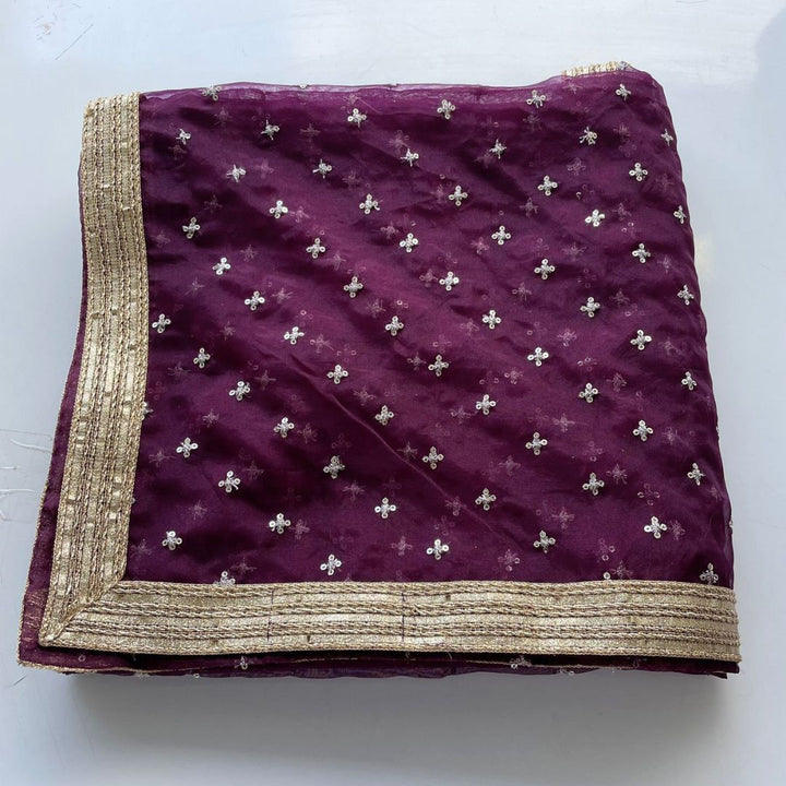 anokherang Dupattas Wine  Pakeeza Organza Dupatta