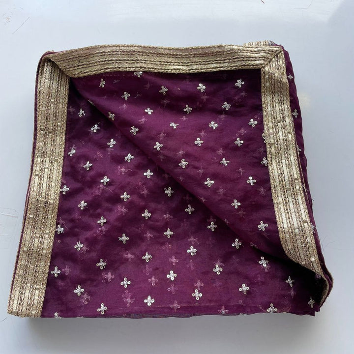 anokherang Dupattas Wine  Pakeeza Organza Dupatta