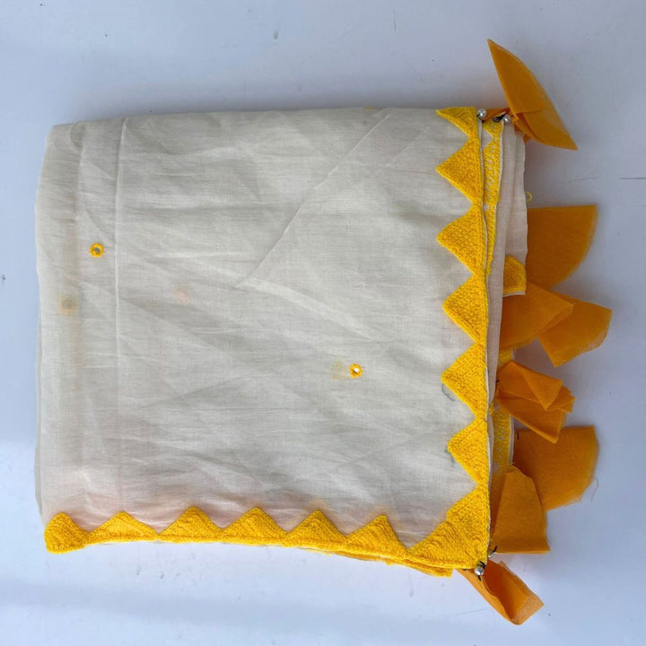 anokherang Dupattas Yellow Cotton Tassel Dupatta