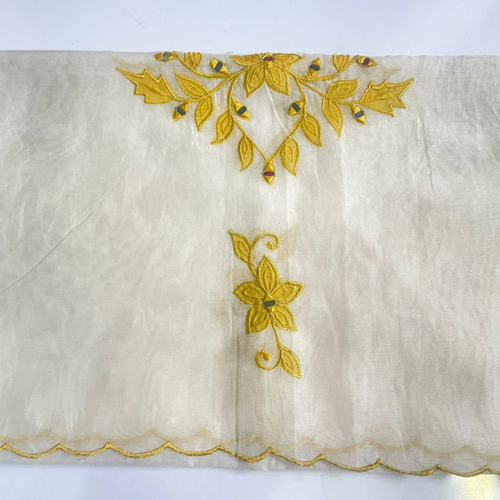 anokherang Dupattas Yellow Thread Work Cotton Dupatta
