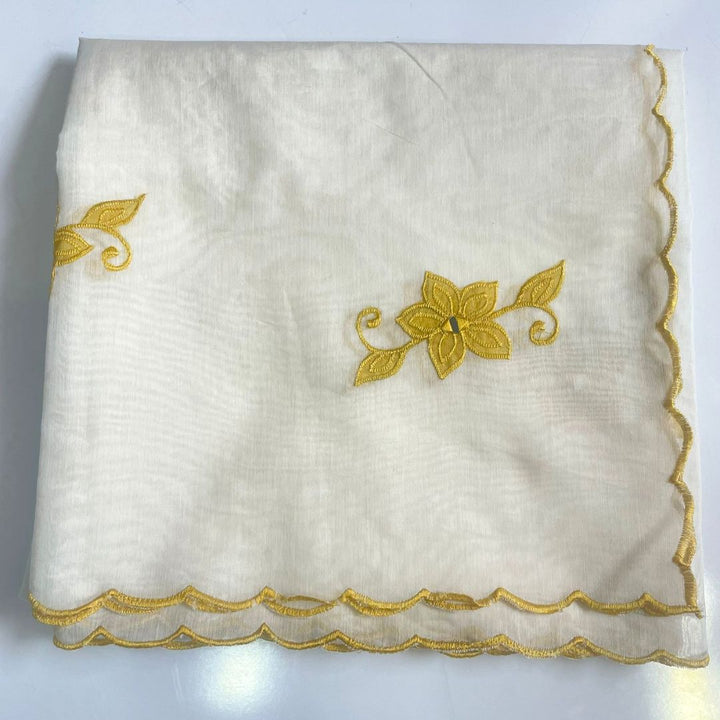 anokherang Dupattas Yellow Thread Work Cotton Dupatta