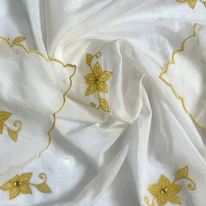 anokherang Dupattas Yellow Thread Work Cotton Dupatta