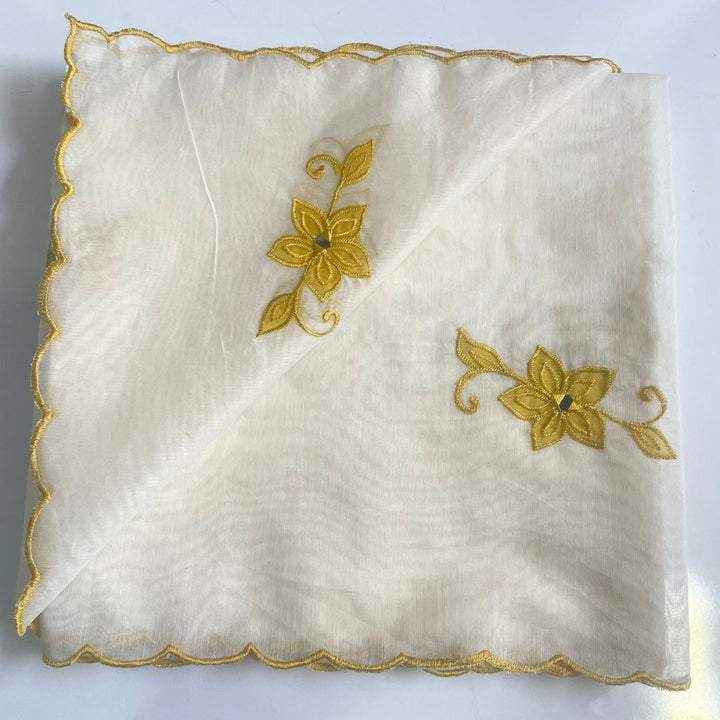 anokherang Dupattas Yellow Thread Work Cotton Dupatta