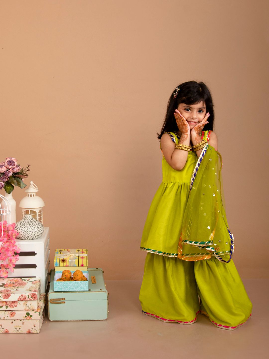 Narangi Girls Anarkali Kurta Sharara Set