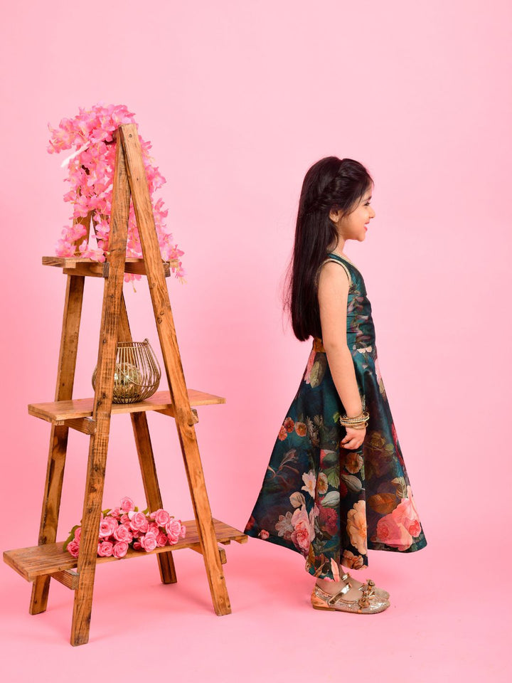 anokherang Kids Suits Pine Green Floor Length for Girls