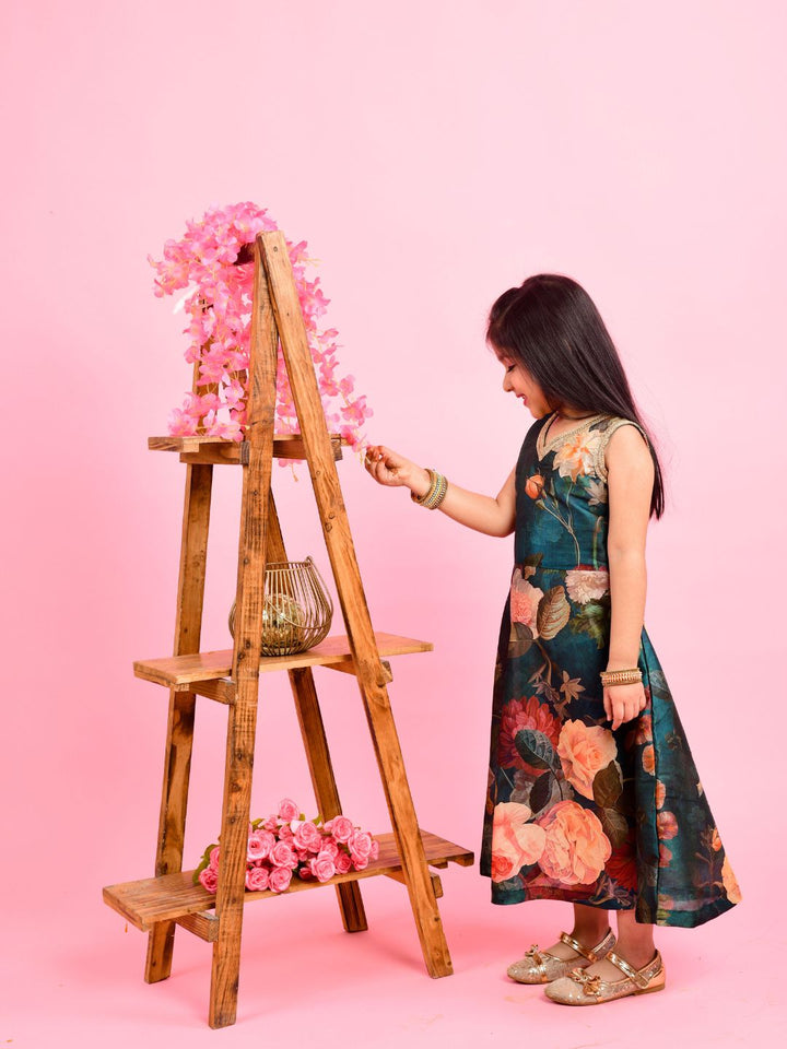anokherang Kids Suits Pine Green Floor Length for Girls