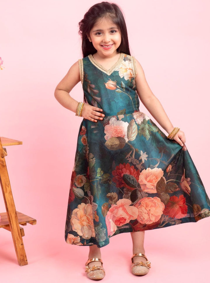 anokherang Kids Suits Pine Green Floor Length for Girls