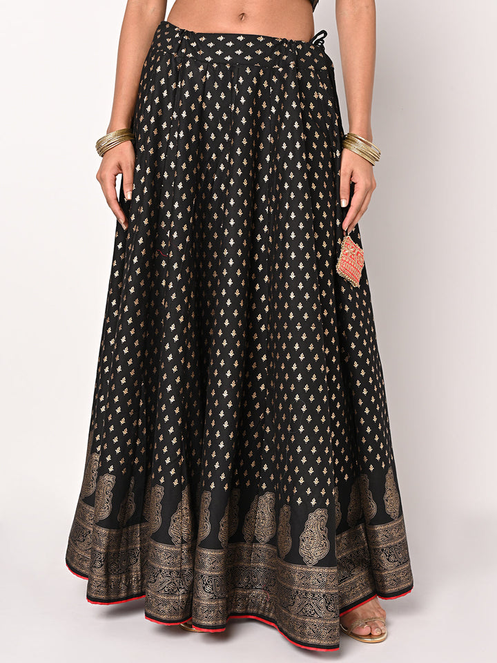 anokherang Lehenga Black Foil Lehenga Choli with Net Dupatta