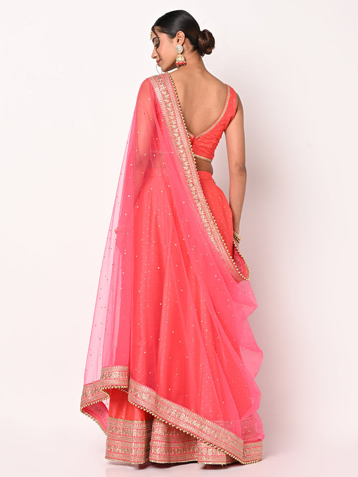 anokherang Lehenga Prism Pink Lehenga Choli with Net Dupatta