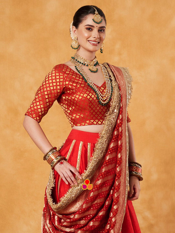 anokherang Lehenga Regal Red Lehenga Choli with Georgette Dupatta