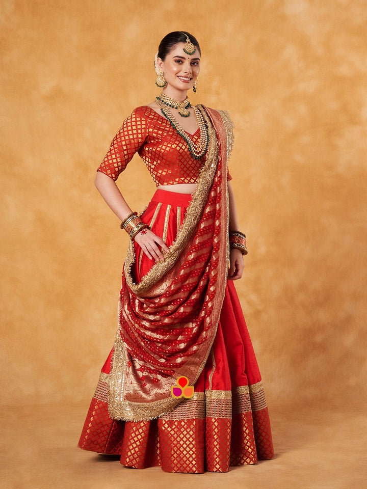 anokherang Lehenga Regal Red Lehenga Choli with Georgette Dupatta