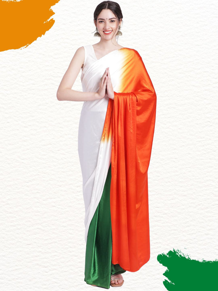 anokherang Sarees Tricolor Satin Silk Saree