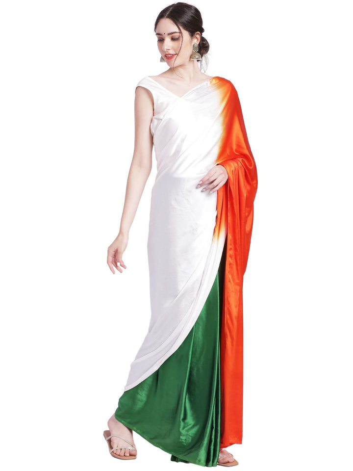 anokherang Sarees Tricolor Satin Silk Saree