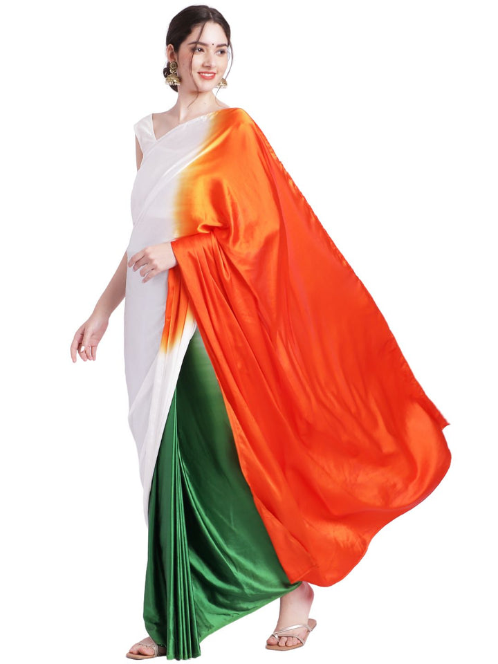anokherang Sarees Tricolor Satin Silk Saree