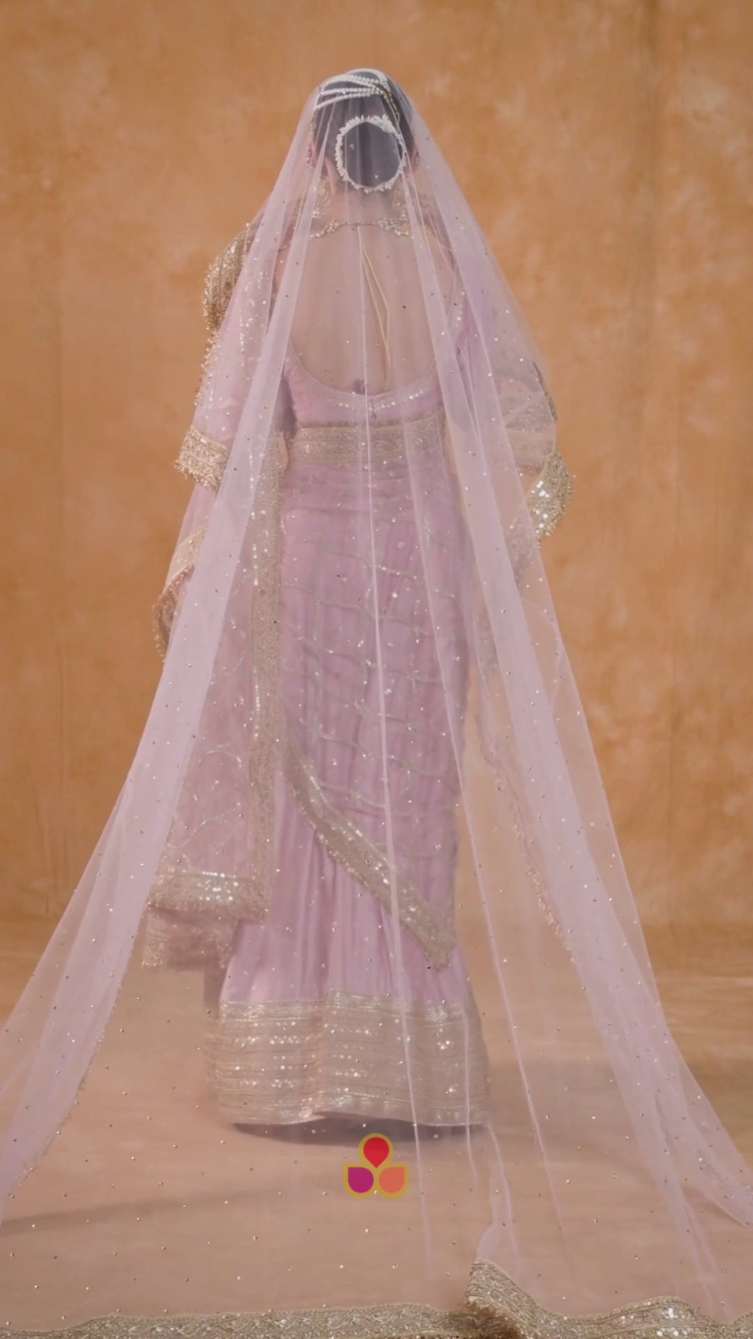 Bridal Veil Pink Magic Embroidered Fringed Net Veil – anokherang