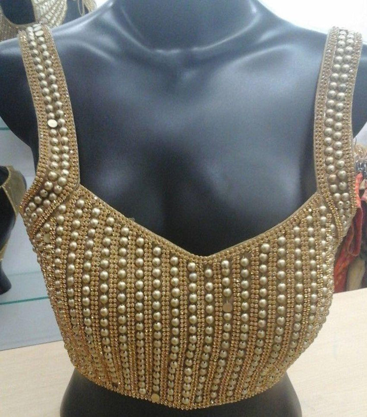 anokherang Blouse Golden beaded blouse
