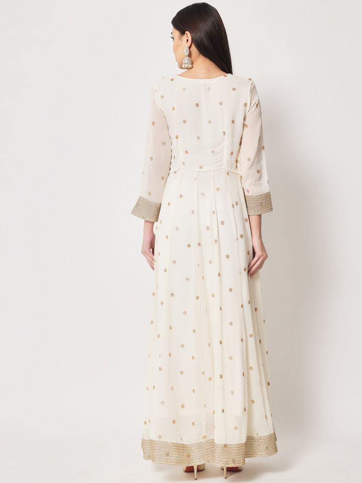 anokherang Combos Absolute Ivory Sequin Anarkali with Churidaar