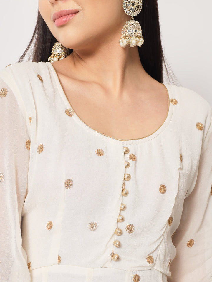 anokherang Combos Absolute Ivory Sequin Anarkali with Churidaar