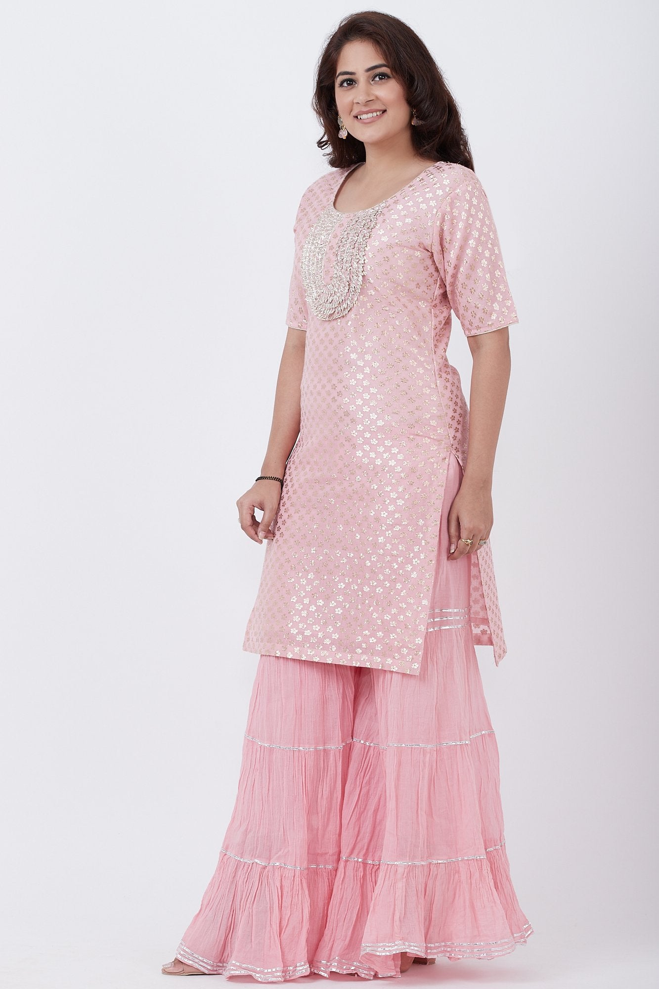 Buy Women Light Pink Embroidered Short Kurti - Short Kurtas - Indya