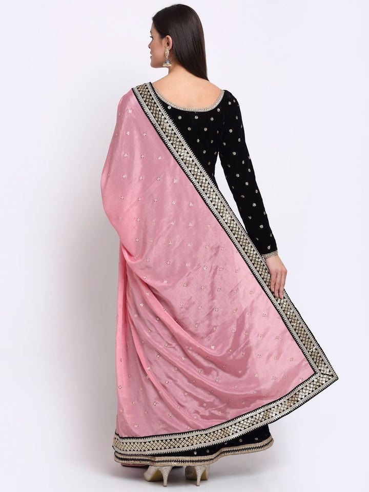 anokherang Combos Beautiful Black Sequin Embroidered Velvet Anarkali with Silk Dupatta