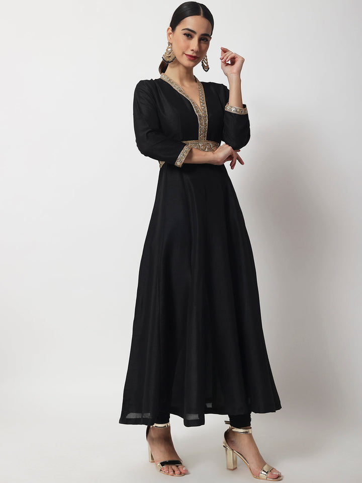 anokherang Combos Black Onyx Anarkali with Leggings
