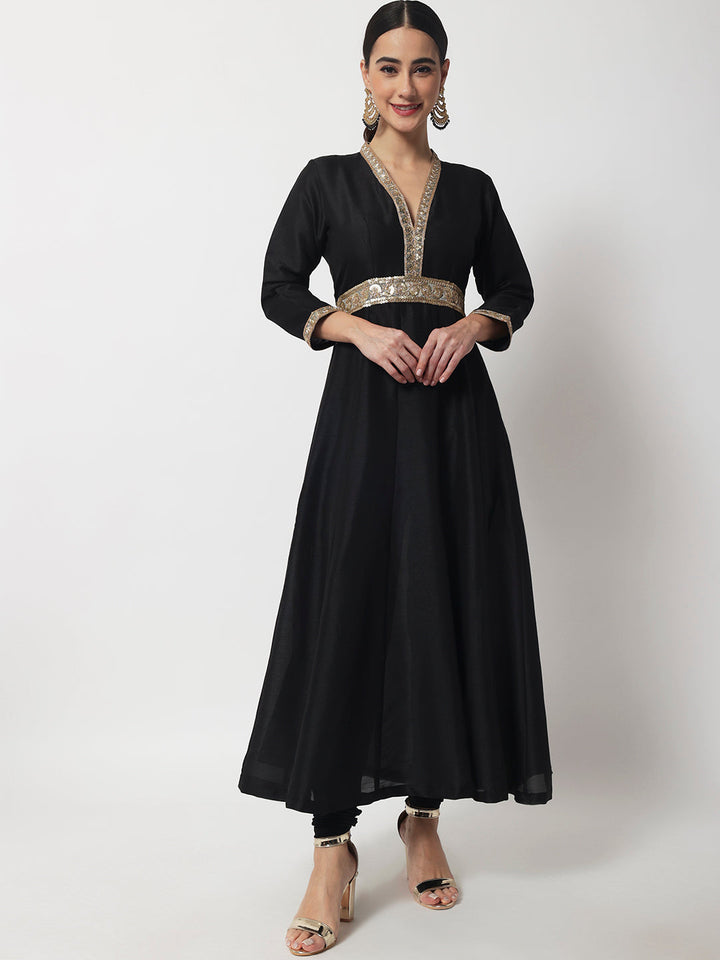 anokherang Combos Black Onyx Anarkali with Leggings