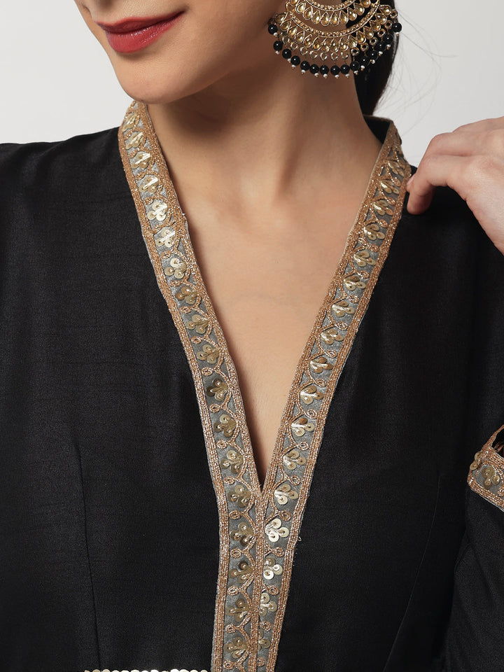 anokherang Combos Black Onyx Anarkali with Leggings