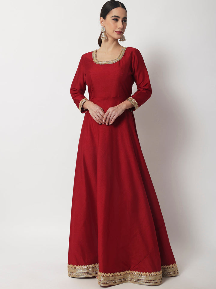 anokherang Combos Bridal Maroon Beauty Silk Floorlength