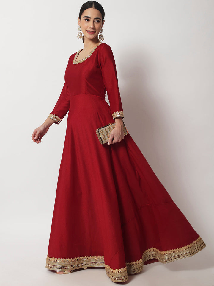 anokherang Combos Bridal Maroon Beauty Silk Floorlength