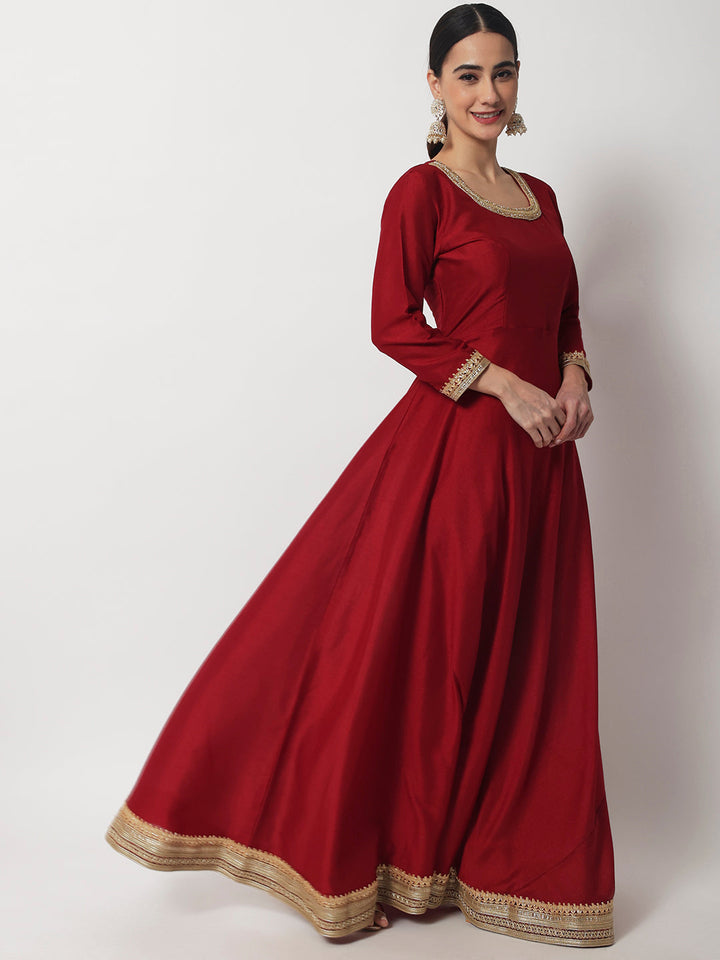anokherang Combos Bridal Maroon Beauty Silk Floorlength