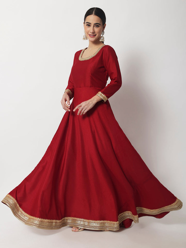 anokherang Combos Bridal Maroon Beauty Silk Floorlength