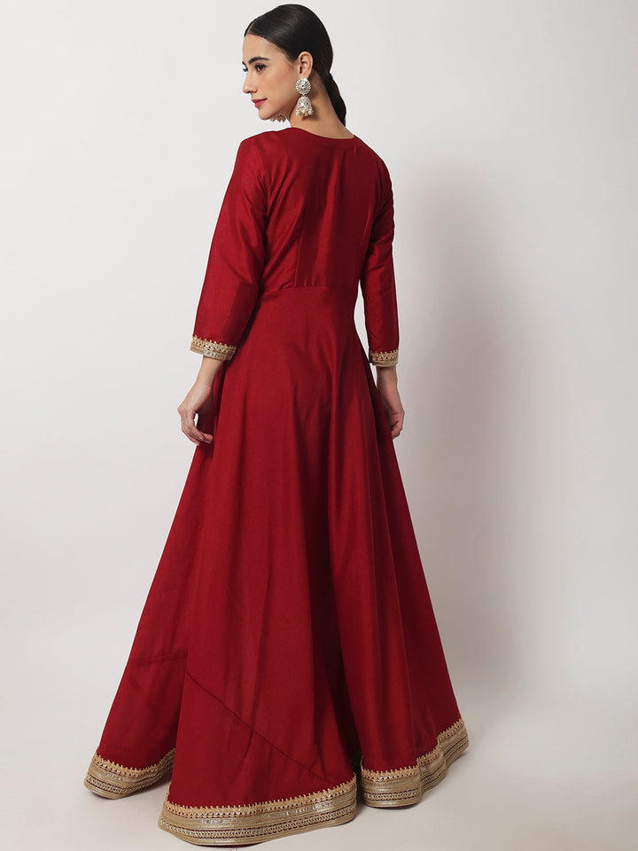 anokherang Combos Bridal Maroon Beauty Silk Floorlength