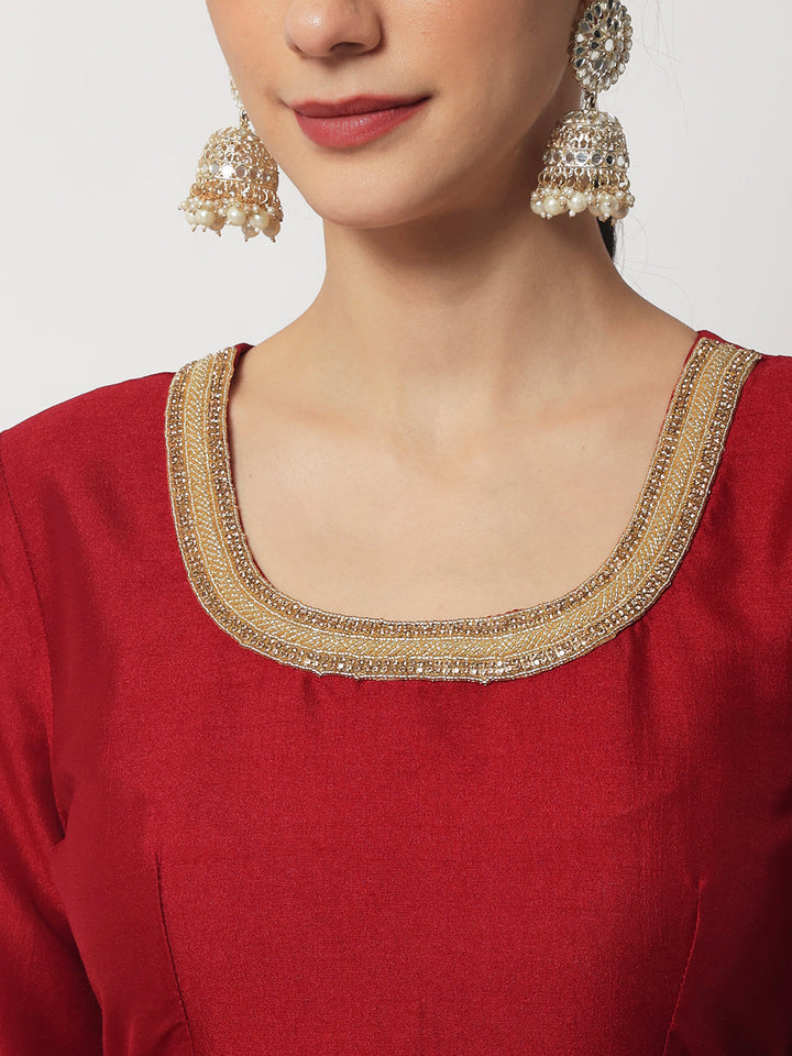 anokherang Combos Bridal Maroon Beauty Silk Floorlength