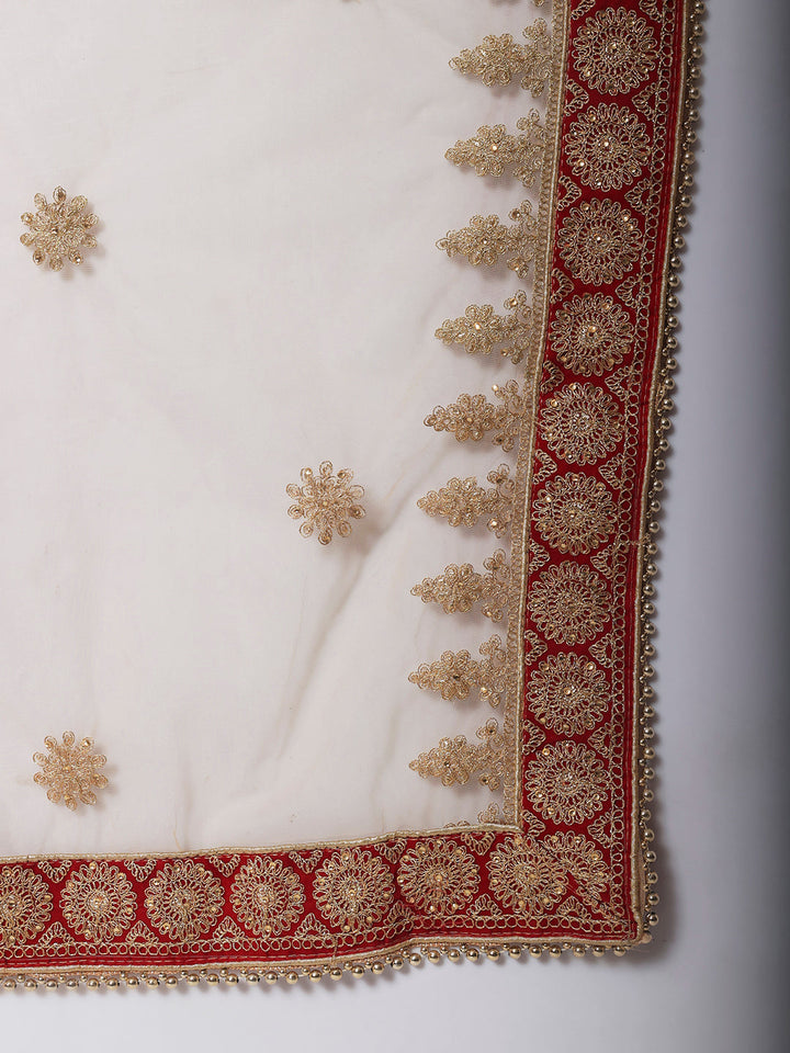 anokherang Combos Bridal Maroon Beauty Silk Floorlength with Embroidered Dupatta
