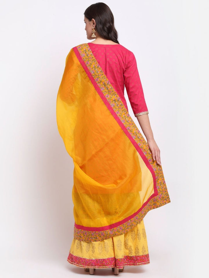 anokherang Combos Cheerful Magenta Kurti with Multi Printed Sharara and Organza Dupatta