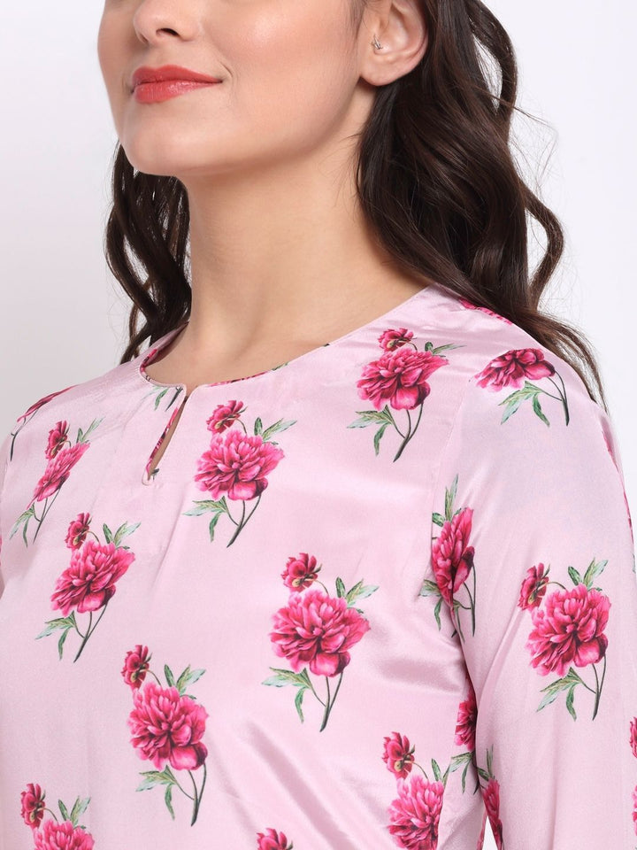 anokherang Combos Cherry Blossom Floral Printed Straight Kurti
