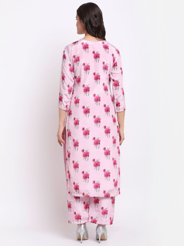 anokherang Combos Cherry Blossom Floral Printed Straight Kurti with Printed Palazzo