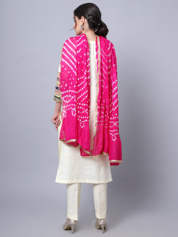 anokherang Combos Classic Off-White Embroidered Kurti with Straight Pants and Dupatta