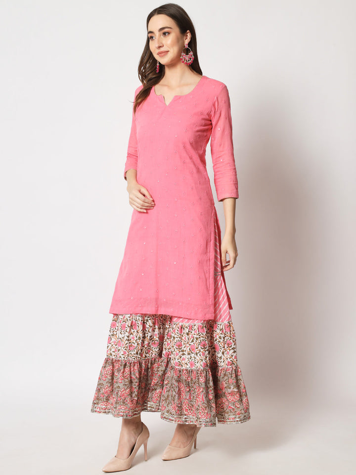 anokherang Combos Copy of Fresh Yellow Floral Anarkali with Palazzo and Chiffon Dupatta