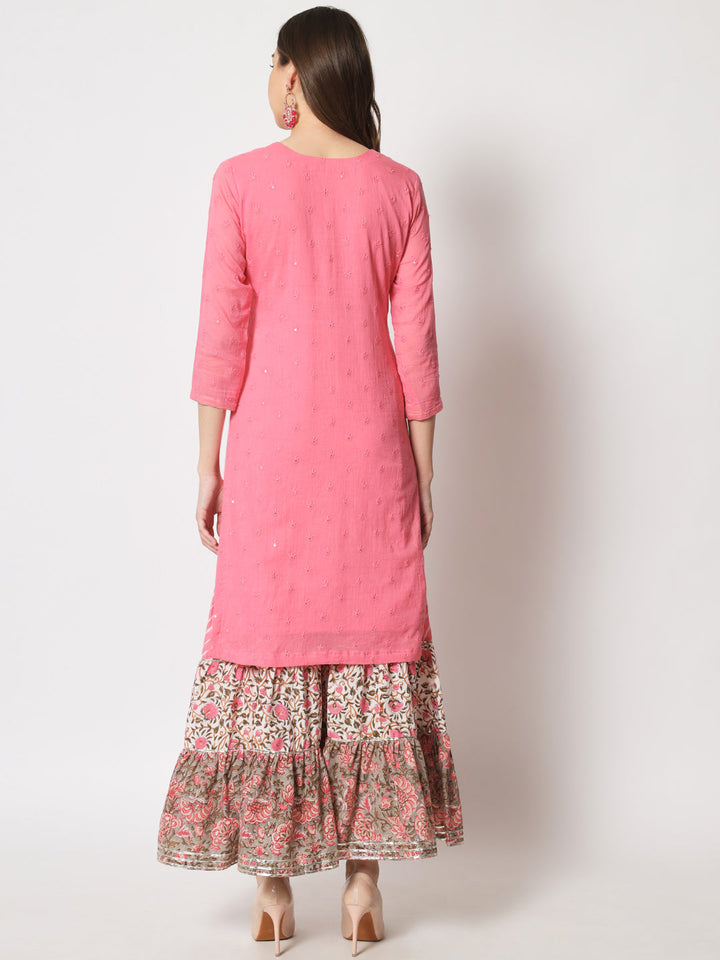 anokherang Combos Copy of Fresh Yellow Floral Anarkali with Palazzo and Chiffon Dupatta
