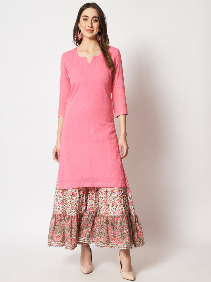 anokherang Combos Copy of Fresh Yellow Floral Anarkali with Palazzo and Chiffon Dupatta
