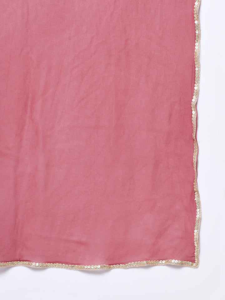 anokherang Combos Copy of Simple Mauve Sequin Embroidered Kurti with Straight Pants