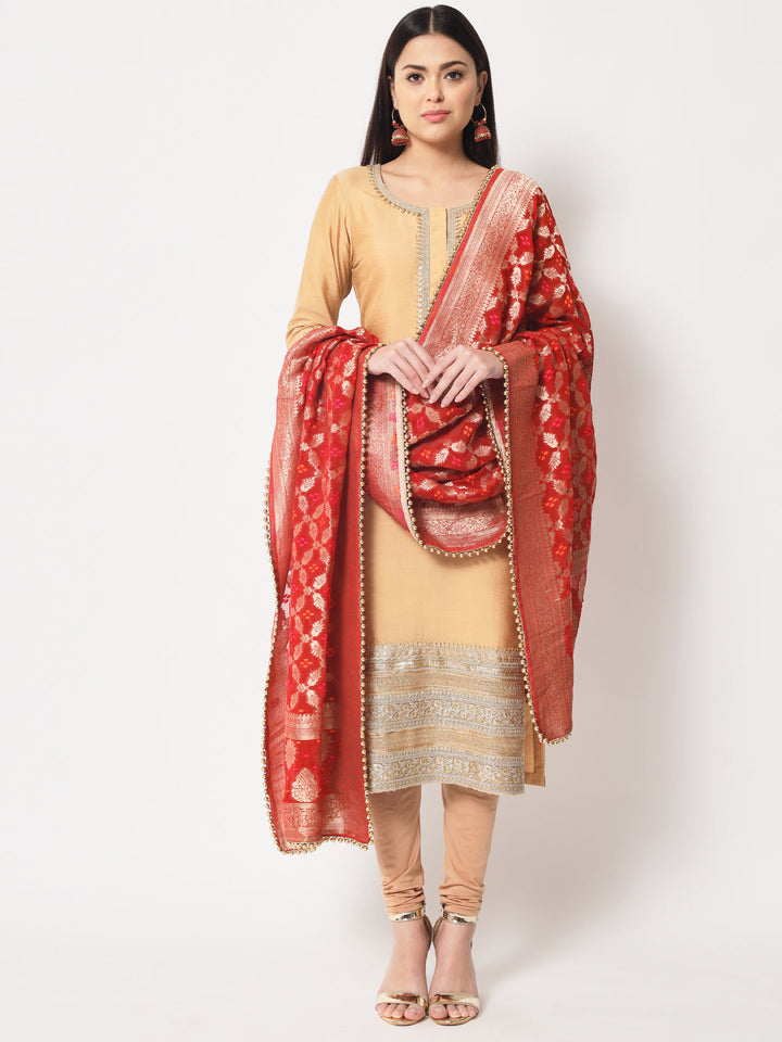 anokherang Combos Copy of Traditional Bridal Red Embroidered Straight Kurti with Pants and Dupatta