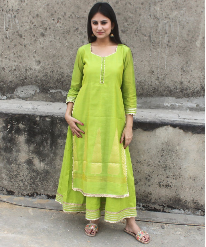 anokherang Combos Crazy Green Double Layered Gotta Kurti