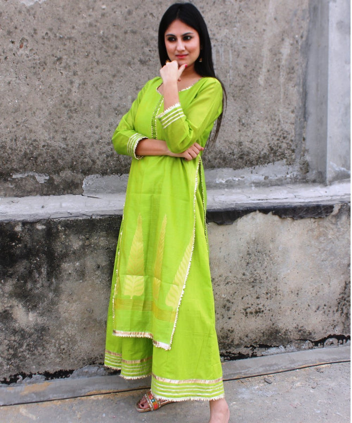 anokherang Combos Crazy Green Double Layered Gotta Kurti