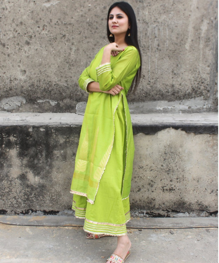 anokherang Combos Crazy Green Double Layered Gotta Kurti