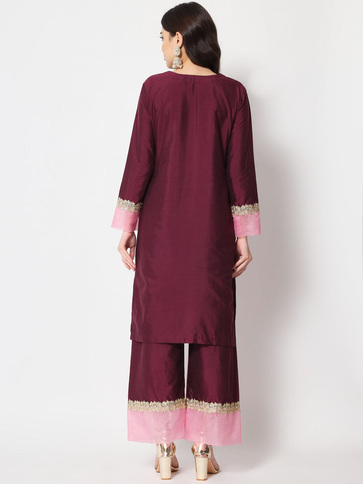 anokherang Combos Dazzling Wine Straight Kurti